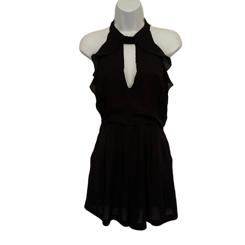 IMPECCABLE PIG Halter Top Short Womens Romper Sz Small Black Flutter Whimsigoth